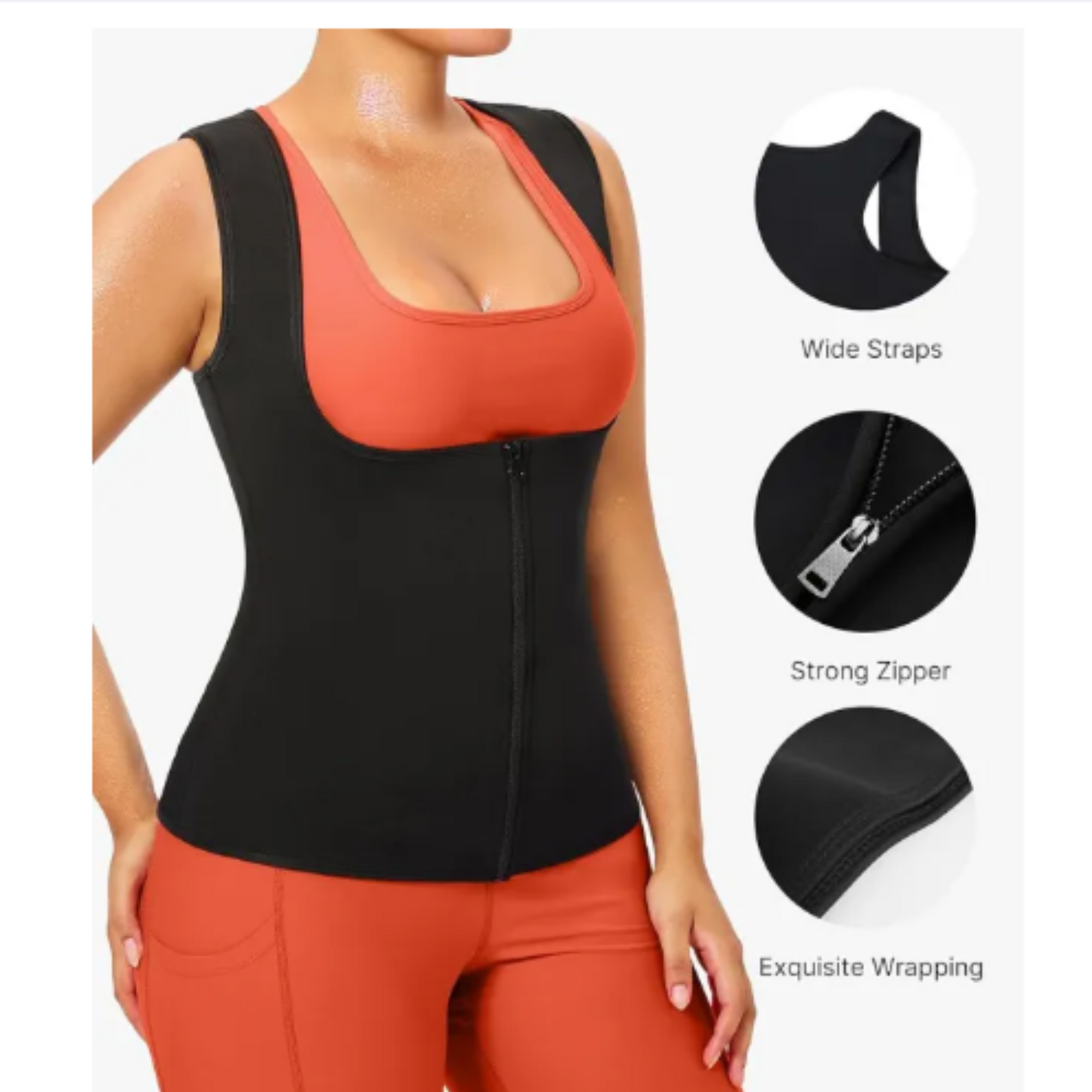 Neoprene Slimming Shirt for Women with Zipper