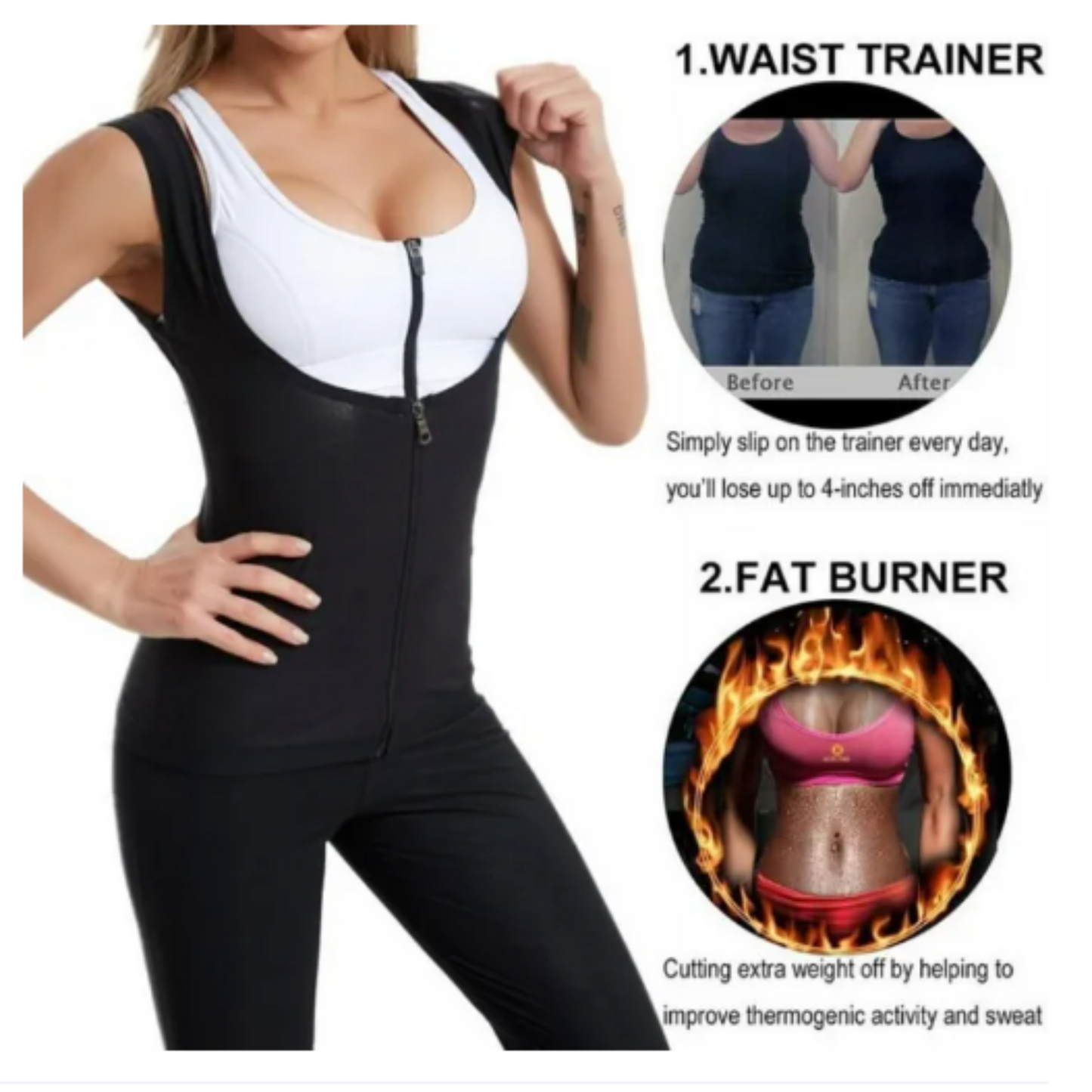 Neoprene Slimming Shirt for Women with Zipper