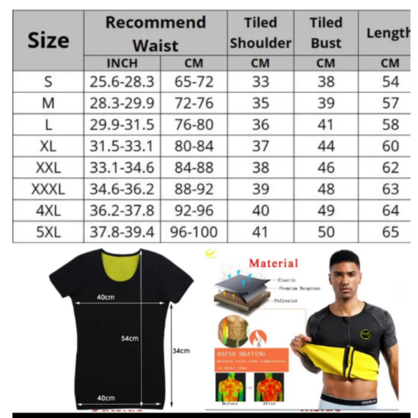 Unisex Neoprene Slimming Vest with Zipper